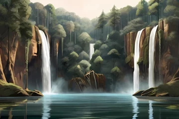 Wandaufkleber waterfall in the mountains © lachgar