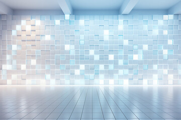 Abstract background of wall with white cubes protruding from each other. Generated by artificial intelligence
