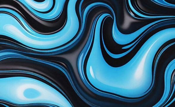 blue and black abstract colorful psychedelic organic liquid paint ink marble texture background. dark fluent surface wave motion mix random pattern. creativity flow painting coincidence concept.