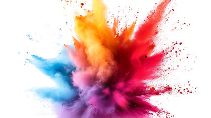 Colored powder explosion isolated on transparent background