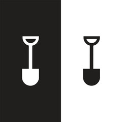 Shovel Icon on Black and White Vector Backgrounds
