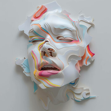 Create a surrealistic 3D scene in spired by dream, Construct a series of abstract 3D portraits