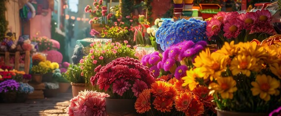 Fototapeta na wymiar Many colorful flowers