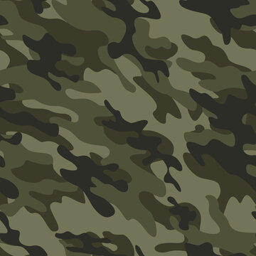 army khaki camouflage seamless pattern vector texture, hunting background