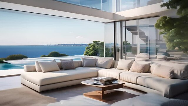 A lounge with sea view