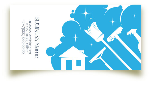 Water bubbles and business card tool for cleaning concept