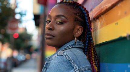 Diverse Unity - LGBTQ+ Pride. A powerful close-up of queer  people , their faces and expressions capturing a narrative of pride, unity, and the vibrant spirit of the LGBTQ+ community - obrazy, fototapety, plakaty