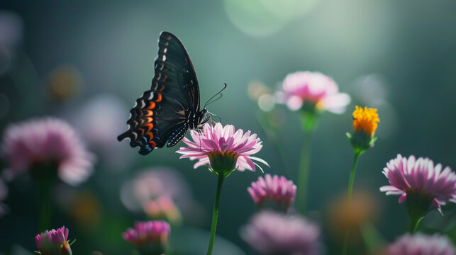butterfly on flower. Image of a butterfly on flow
