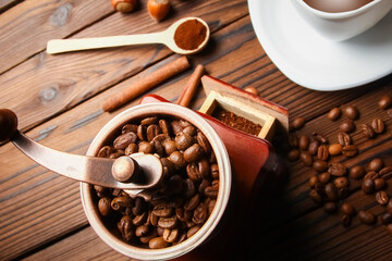 a coffee grinder and coffee