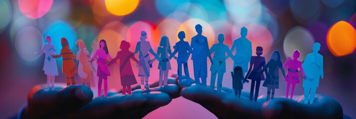 a group of paper dolls in a man's hands Generative AI