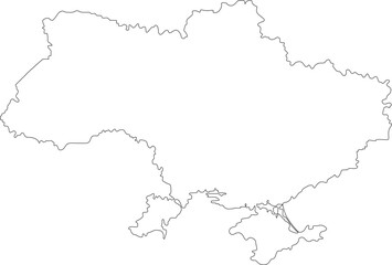 Line map of Ukraine. European country