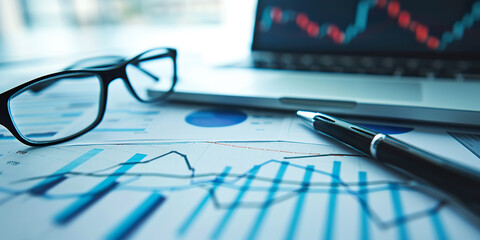 Financial accounting stock market graphs analys - obrazy, fototapety, plakaty