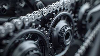 Close-up of a mechanism made of steel gears - obrazy, fototapety, plakaty