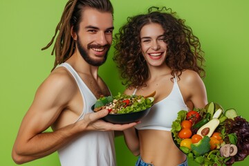 guy and girl with healthy wholesome food