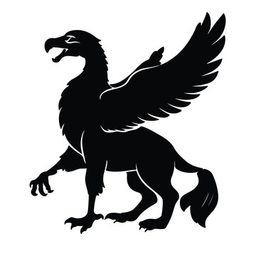 Big flying griffin silhouette a black hippogriff design