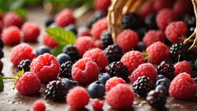 "Bountiful Berries: A Close-Up Collection of Fresh and Squashed Delights"