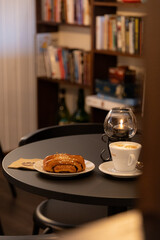 Moody coffee shop with something to eat