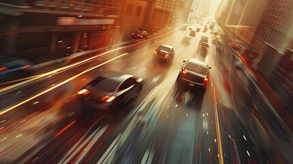Our image captures a car driving on a motorway at high speeds, overtaking other cars-a dynamic portrayal of urban mobility, fast-paced travel, and the excitement of the road