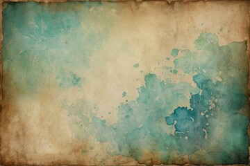 Old vintage paper stained with watercolor paint creating a artistic background
