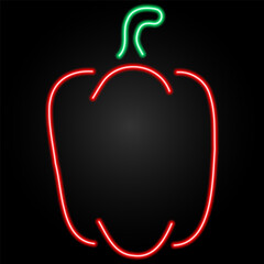 pepper neon sign, modern glowing banner design, colorful modern design trend on black background. Vector illustration.