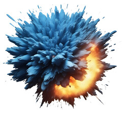 Blue explosion isolated on white background
