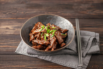 Homemade Korean Beef Bulgogi BBQ with Sesame Seeds and Green Onion