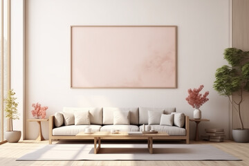 Large luxury modern bright interiors living room mockup banner illustration 3d rendering computer digitally