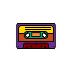 Obraz premium Original vector illustration. The contour icon of a retro audio cassette.
