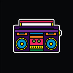 Original vector illustration. The outline icon of a portable stereo recorder. A boombox. A design element.