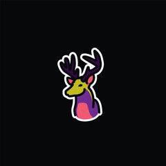 Fototapeta premium Original vector illustration. A deer icon with big horns.