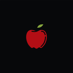Original vector illustration. Contour icon of a ripe red apple.