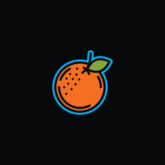 Original vector illustration. Contour icon of a ripe orange.
