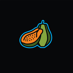 Original vector illustration. A contour icon of a ripe papaya.