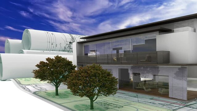 Bauplanung eines modernen, energieeffizienten Einfamilienhauses - 3D Visualisierung