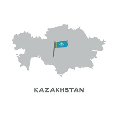 Kazakhstan vector map with the flag inside. Map of the Kazakhstan with the national flag isolated on white background. Vector illustration.