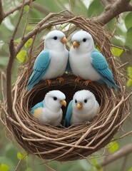 Cute love birds in nest