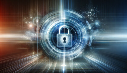 Modern and professional VPN concept with sleek digital lock for high-tech cybersecurity.