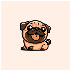 dog pug cute cartoon smile