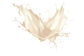 White milk wave splash with splatters and drops. Isolated liquid dynamic motion with scatter droplets, pouring dairy product. Element for package design, promo ad, Realistic 3d vector illustration