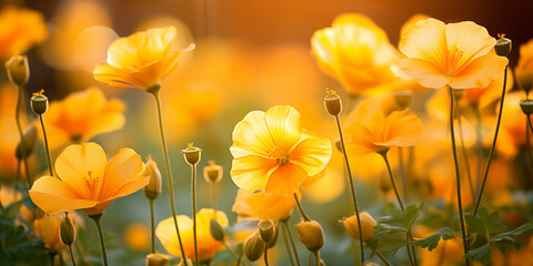 Floral background.Yellow flowers.Spring background