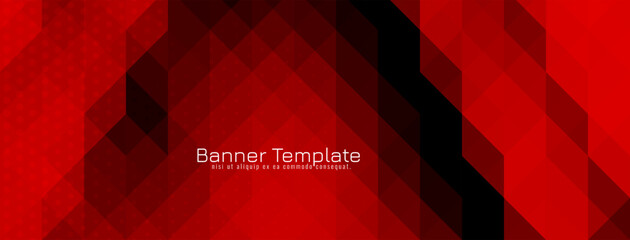 Modern red color triangular pattern mosaic design banner - obrazy, fototapety, plakaty