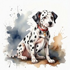 Watercolor Dalmatian Clipart, aquarela, colorfully, background, decoration, AI Generative