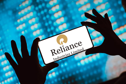 February 26, 2024, Brazil. In this photo illustration, the Reliance Industries Limited logo is displayed on a smartphone screen.