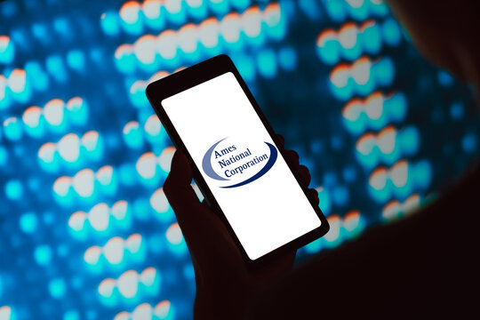 February 26, 2024, Brazil. In this photo illustration, the Ames National Corporation (ANC) logo is displayed on a smartphone screen.