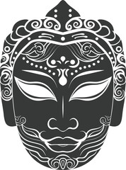 Silhouette Japanese Traditional Mask black color only