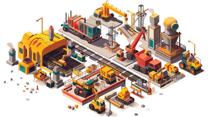 Industry machinery alert message isometric isolated