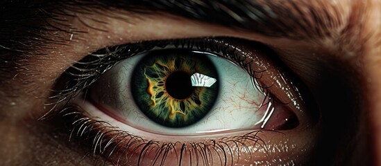 Intense Stare: Close-Up of Man's Eye Revealing Raw Emotions and Depth - obrazy, fototapety, plakaty