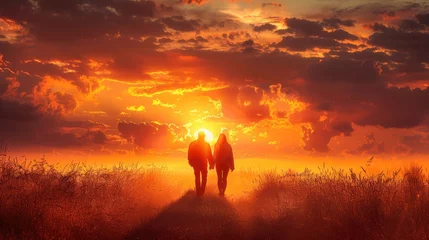  Two People Standing in a Field at Sunset © Volodymyr Skurtul