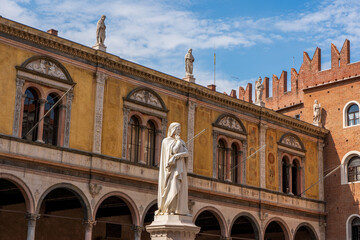 Dante Alighieri monument in Verona in Italy.
