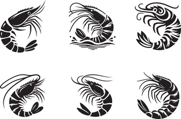 Fototapeta na wymiar Shrimp silhouette vector illustration